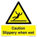 Caution Slippery when wet Text: 